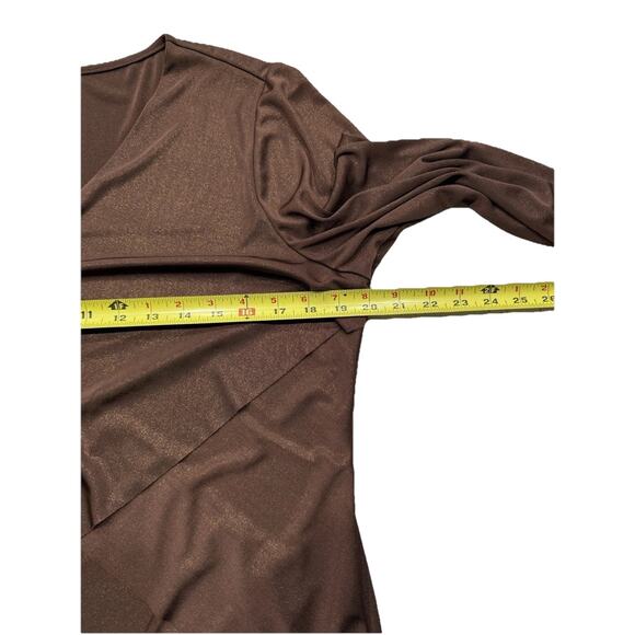 Chicos Travelers Sz 2 Large Women’s Top Bronze Copper Tiered Wrinkle Free Comfy - Picture 4 of 7